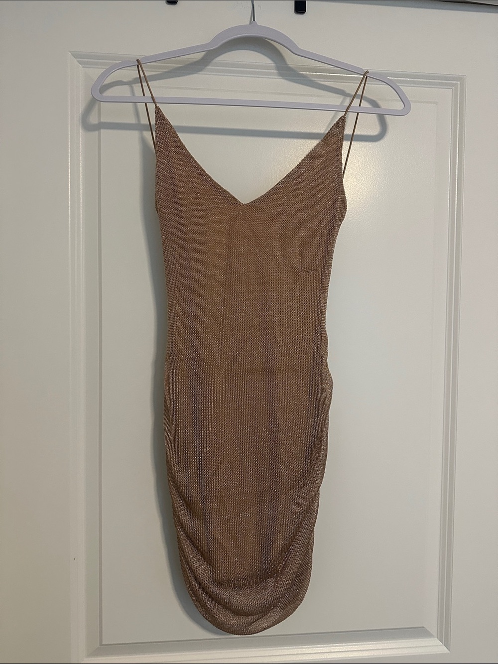 Hello Molly Bronze Shimmer Mini Slip Dress